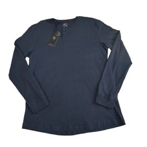 Essentials Michael Brandon Men's M Navy Blue Long Sleeve Cotton Jersey Tee Shirt